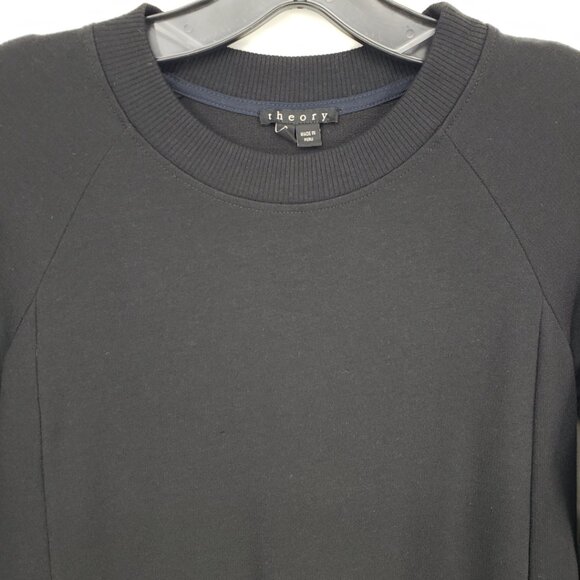 Theory High Low Split Hem Pullover Sweatshirt Top XS Womens Crew Neck Black - Picture 6 of 7